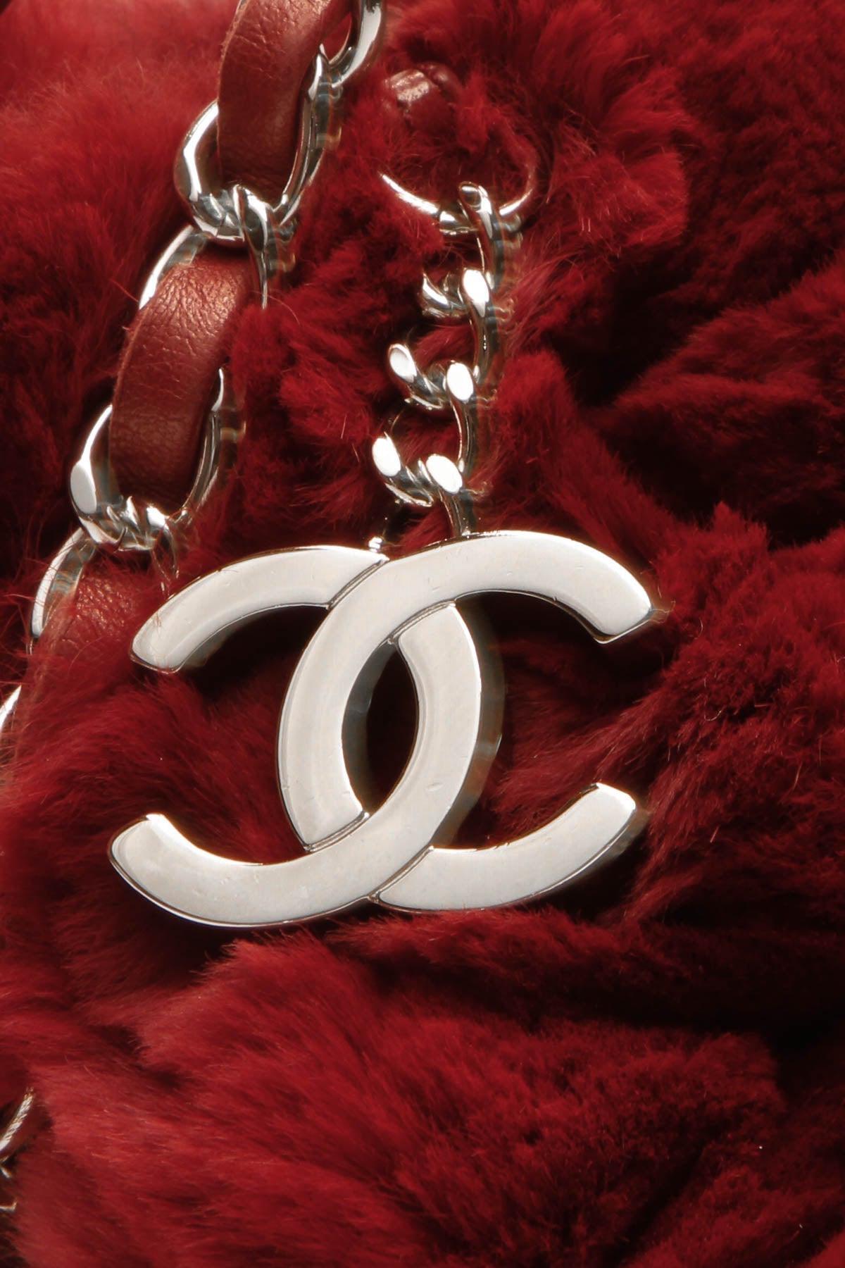 Rabbit Fur Shoulder Bag - Red - image 8
