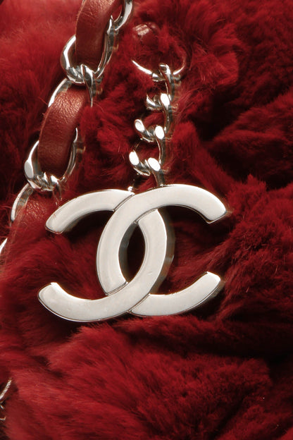 Rabbit Fur Shoulder Bag - Red - image 8