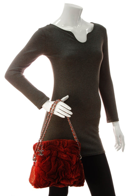 Rabbit Fur Shoulder Bag - Red - image 2