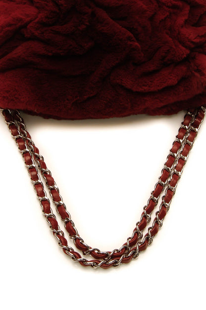 Rabbit Fur Shoulder Bag - Red - image 7