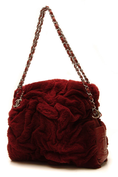 Rabbit Fur Shoulder Bag - Red - image 1