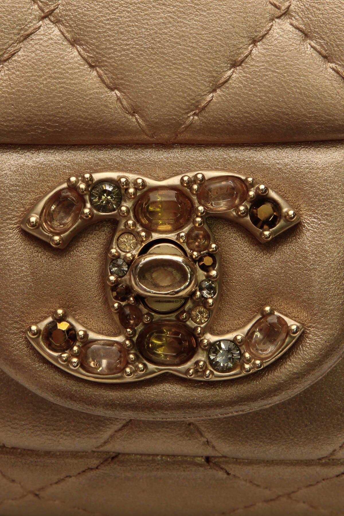 Crystal Quilted Flap Crossbody Bag - Gold - image 8