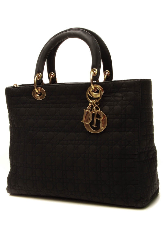 Dior Vintage Cannage Large Lady Dior Bag - Black - photo 1