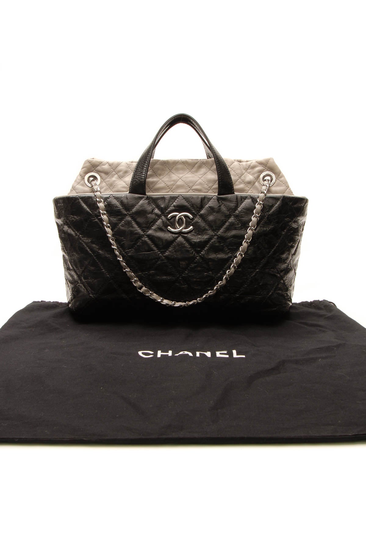 Quilted Tote Bag - Black/Gray - image 12