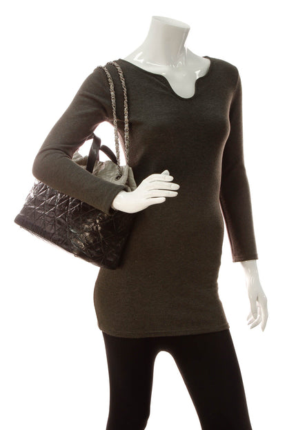 Quilted Tote Bag - Black/Gray - image 2