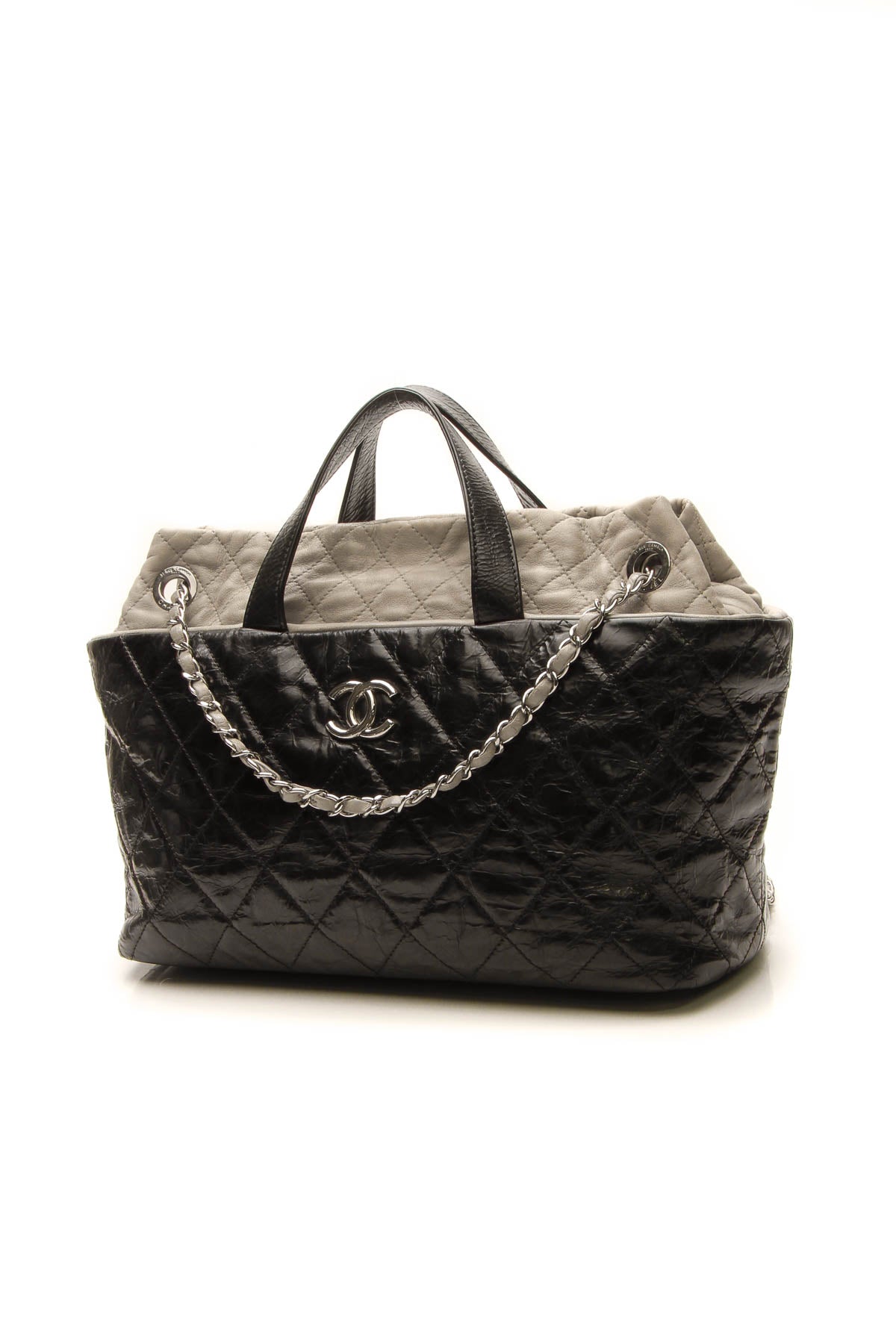 Quilted Tote Bag - Black/Gray - image 1