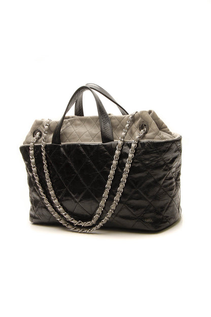 Quilted Tote Bag - Black/Gray - image 3
