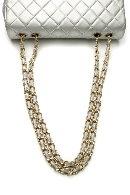 Classic Jumbo Single Flap Bag - Silver - image 6