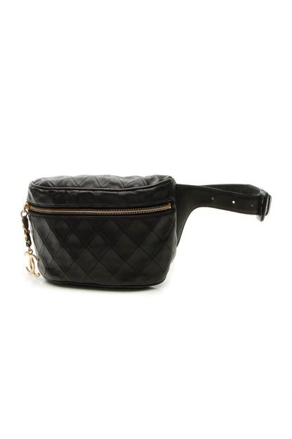 Vintage Quilted Belt Bag - Black - image 1