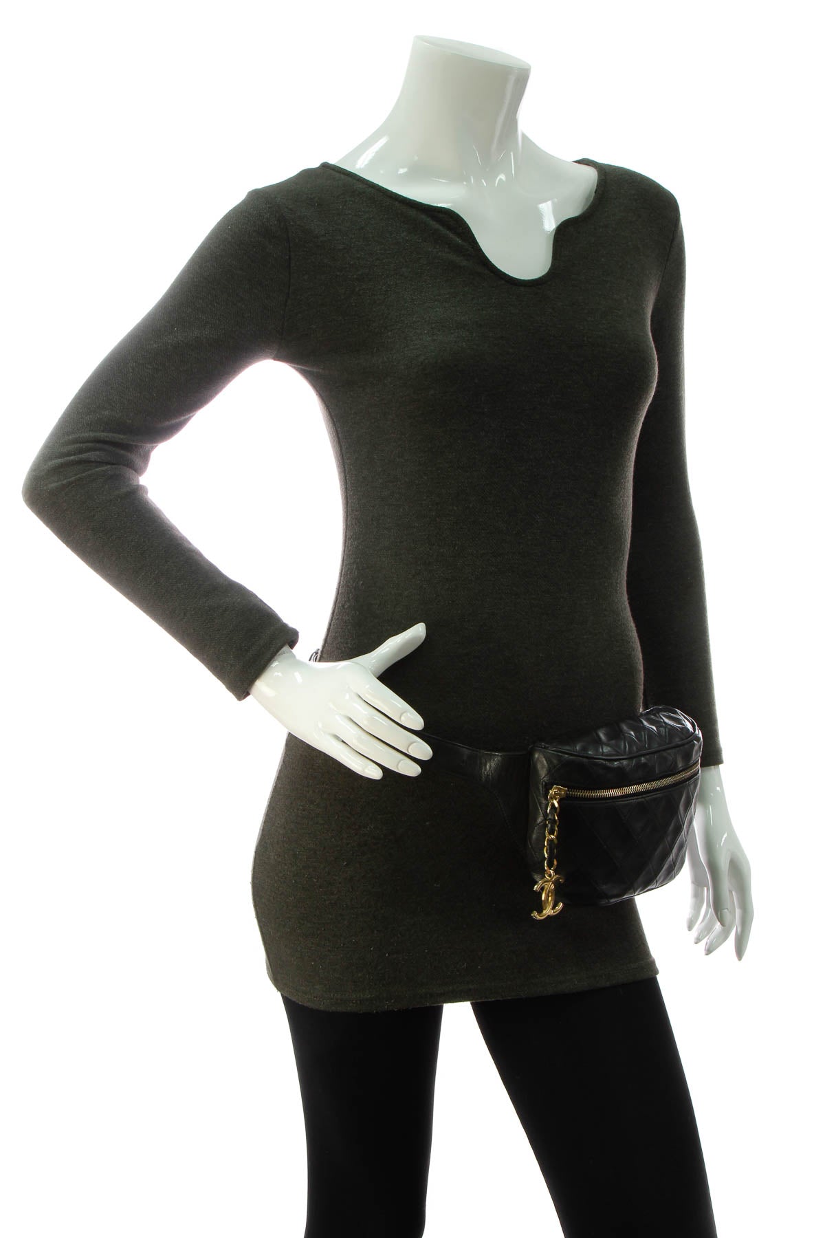 Vintage Quilted Belt Bag - Black - image 3