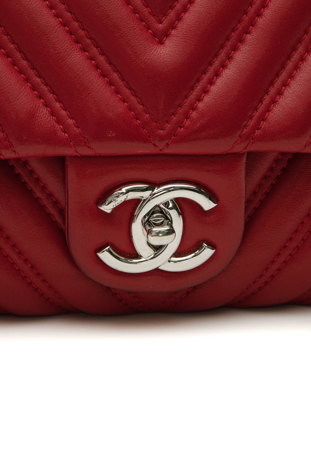 Chevron Quilted Jumbo Single Flap Bag - Red - image 11
