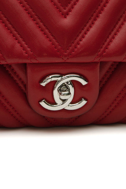 Chevron Quilted Jumbo Single Flap Bag - Red - image 11