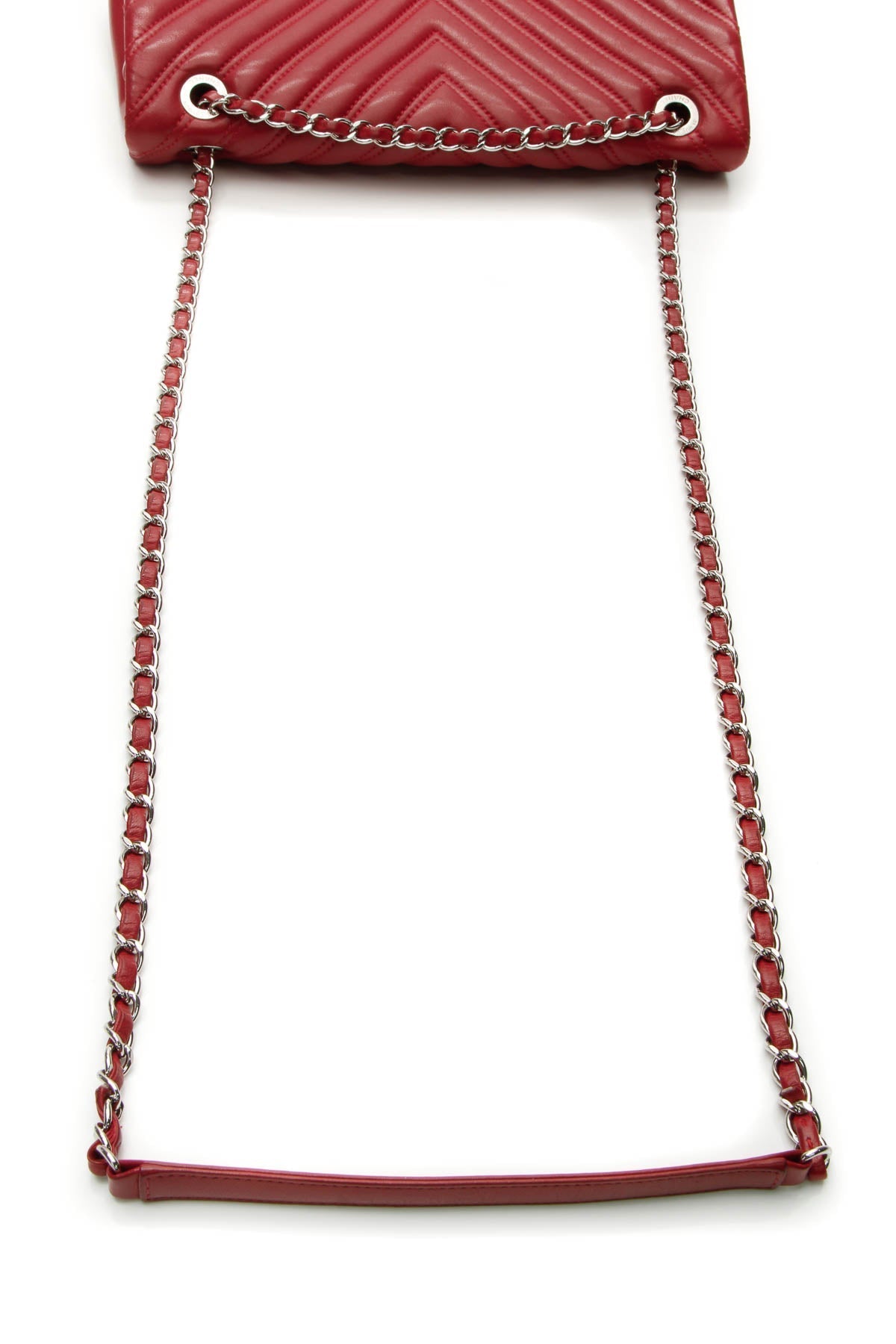 Chevron Quilted Jumbo Single Flap Bag - Red - image 7