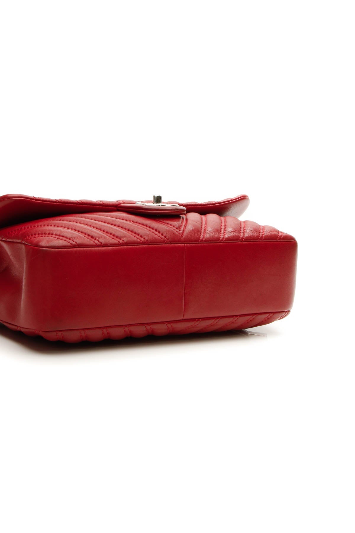 Chevron Quilted Jumbo Single Flap Bag - Red - image 4