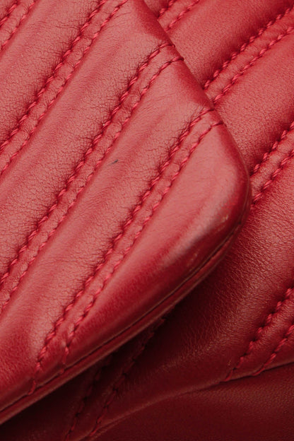 Chevron Quilted Jumbo Single Flap Bag - Red - image 9