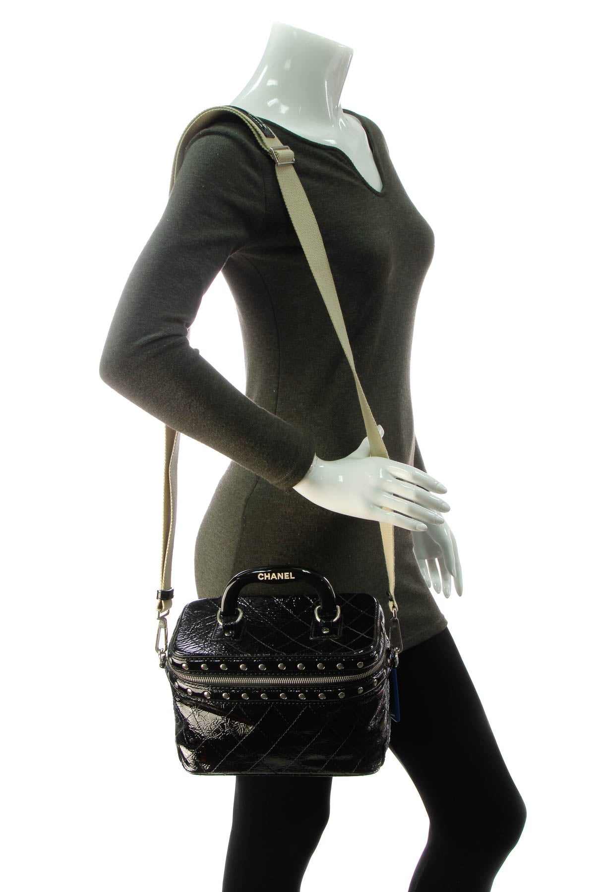 Studded Train Case Bag - Black - image 2