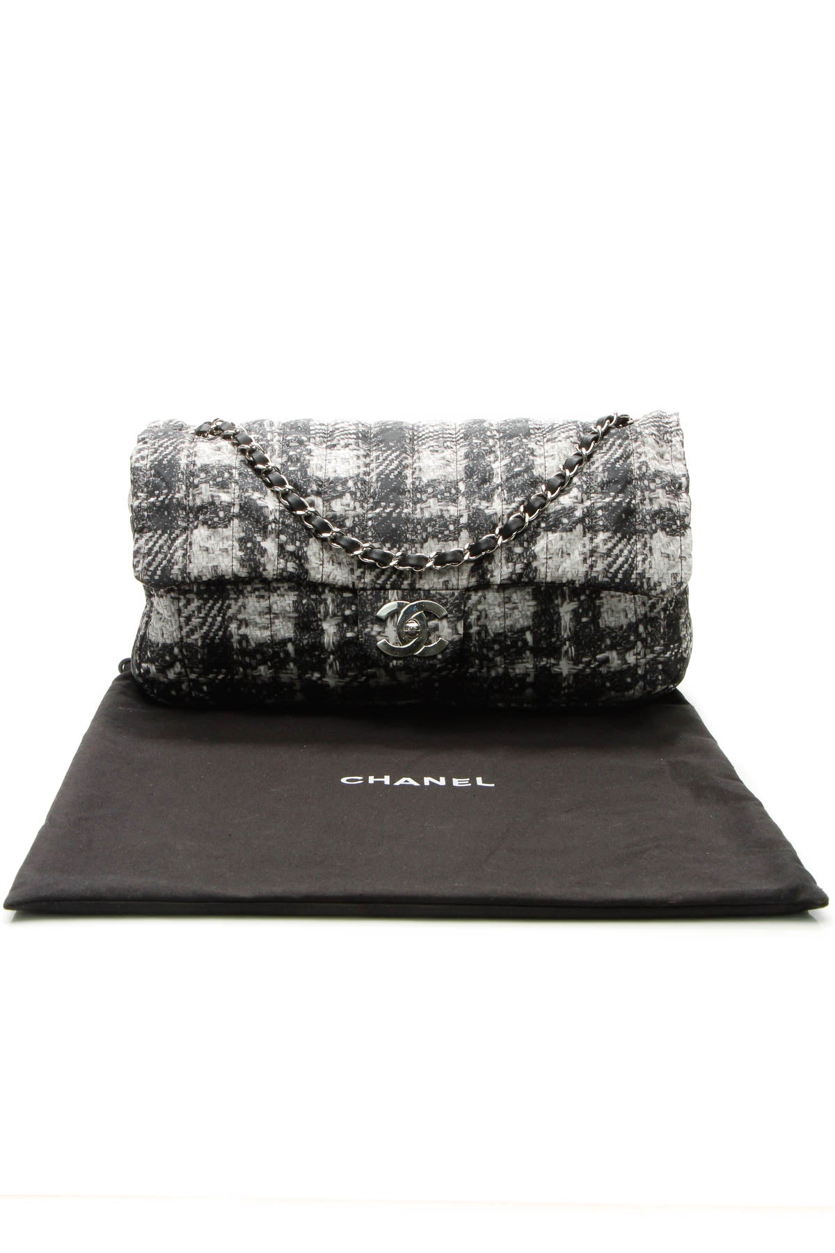Tweed Print CC Flap Bag - Black/Gray - image 10