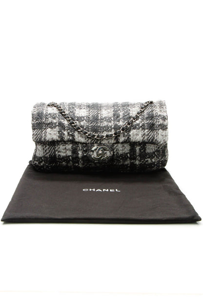 Tweed Print CC Flap Bag - Black/Gray - image 10