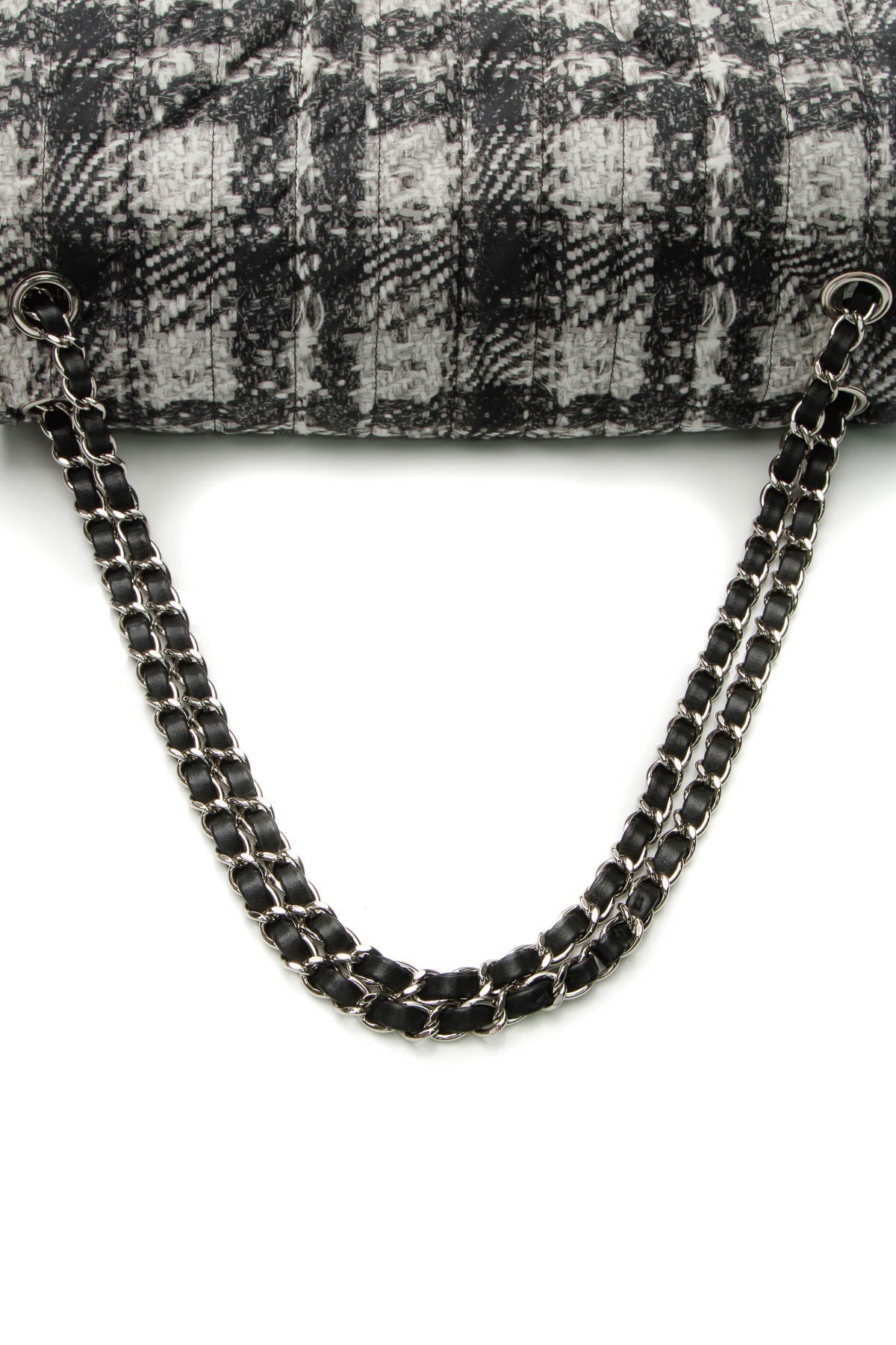 Tweed Print CC Flap Bag - Black/Gray - image 5