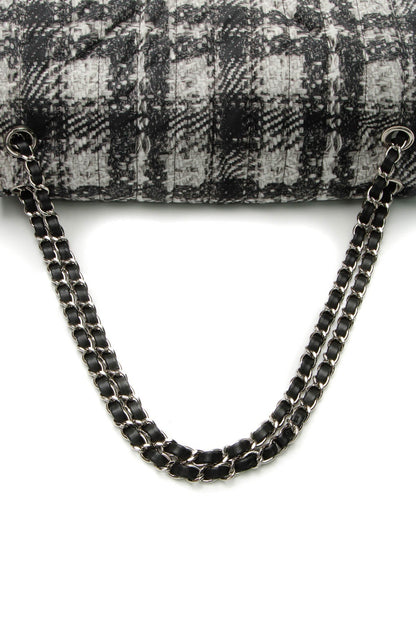 Tweed Print CC Flap Bag - Black/Gray - image 5