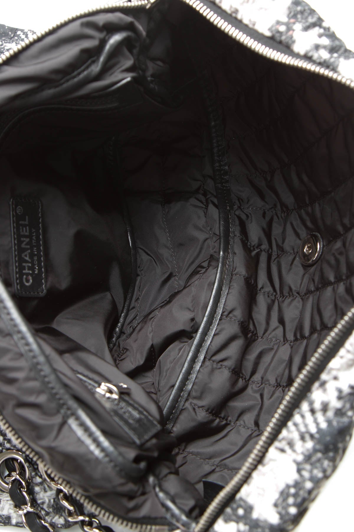 Tweed Print CC Flap Bag - Black/Gray - image 7