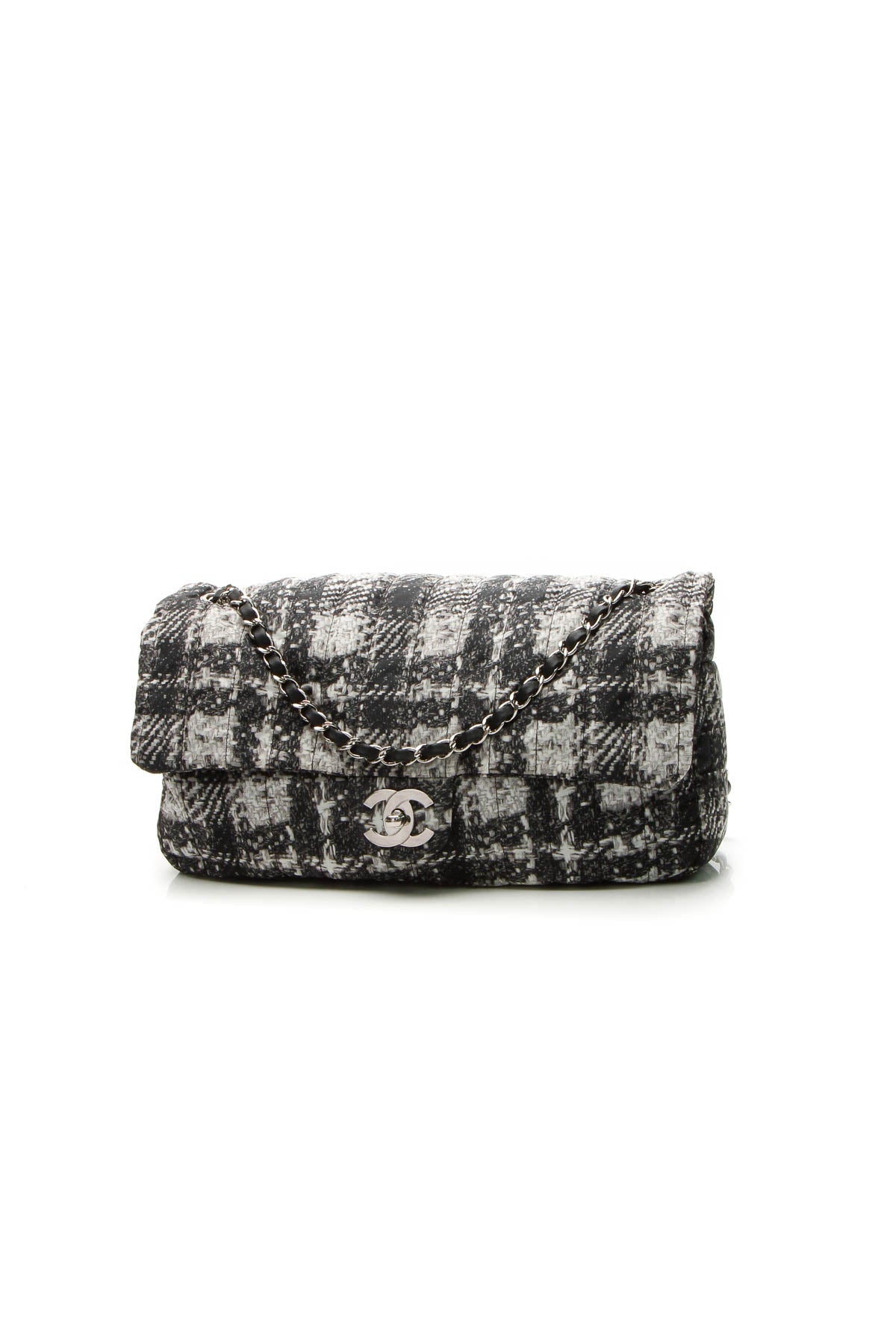 Tweed Print CC Flap Bag - Black/Gray - image 1