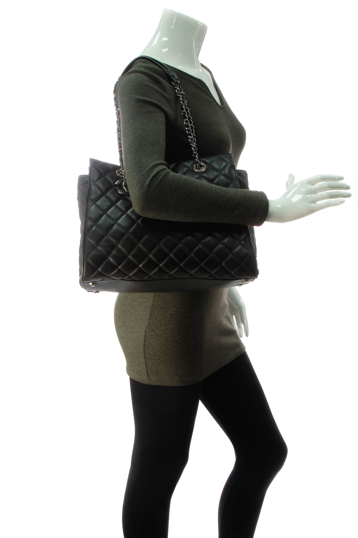Quilted Tote Bag - Black - image 2