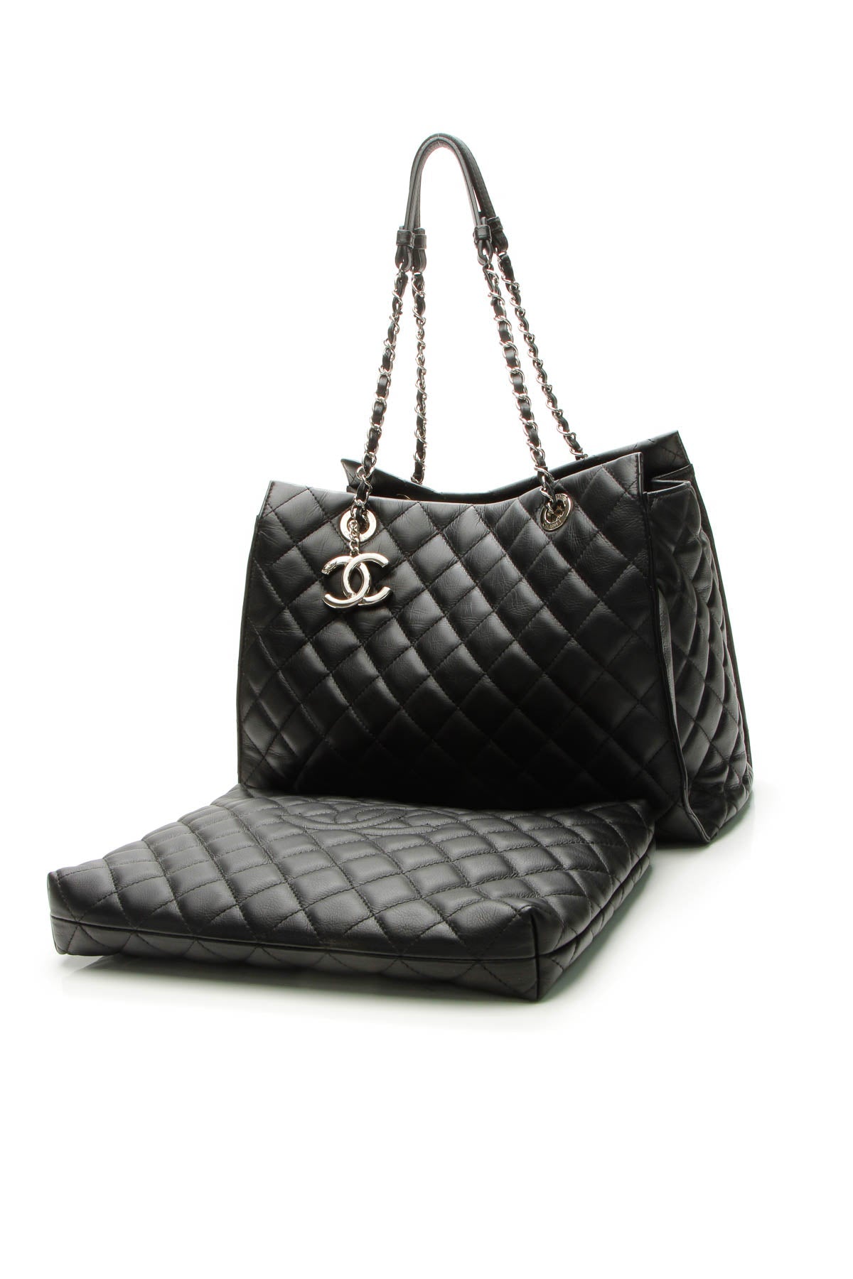 Quilted Tote Bag - Black - image 1