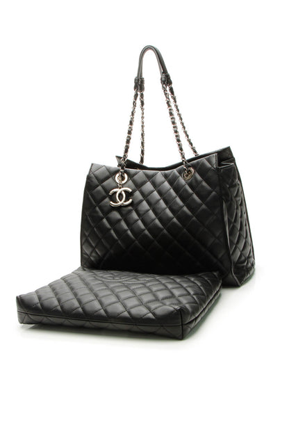 Quilted Tote Bag - Black - image 1