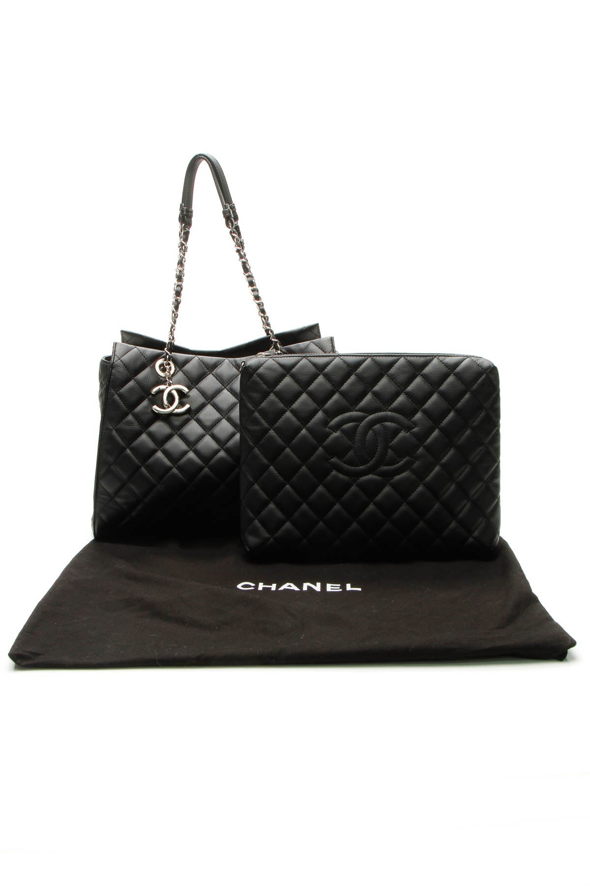 Quilted Tote Bag - Black - image 13