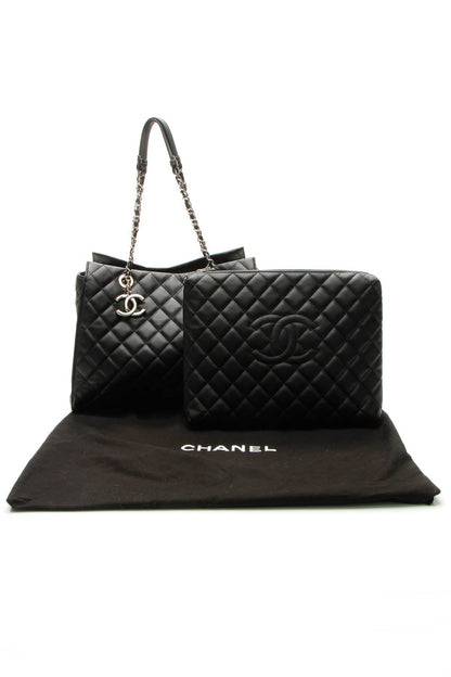 Quilted Tote Bag - Black - image 13