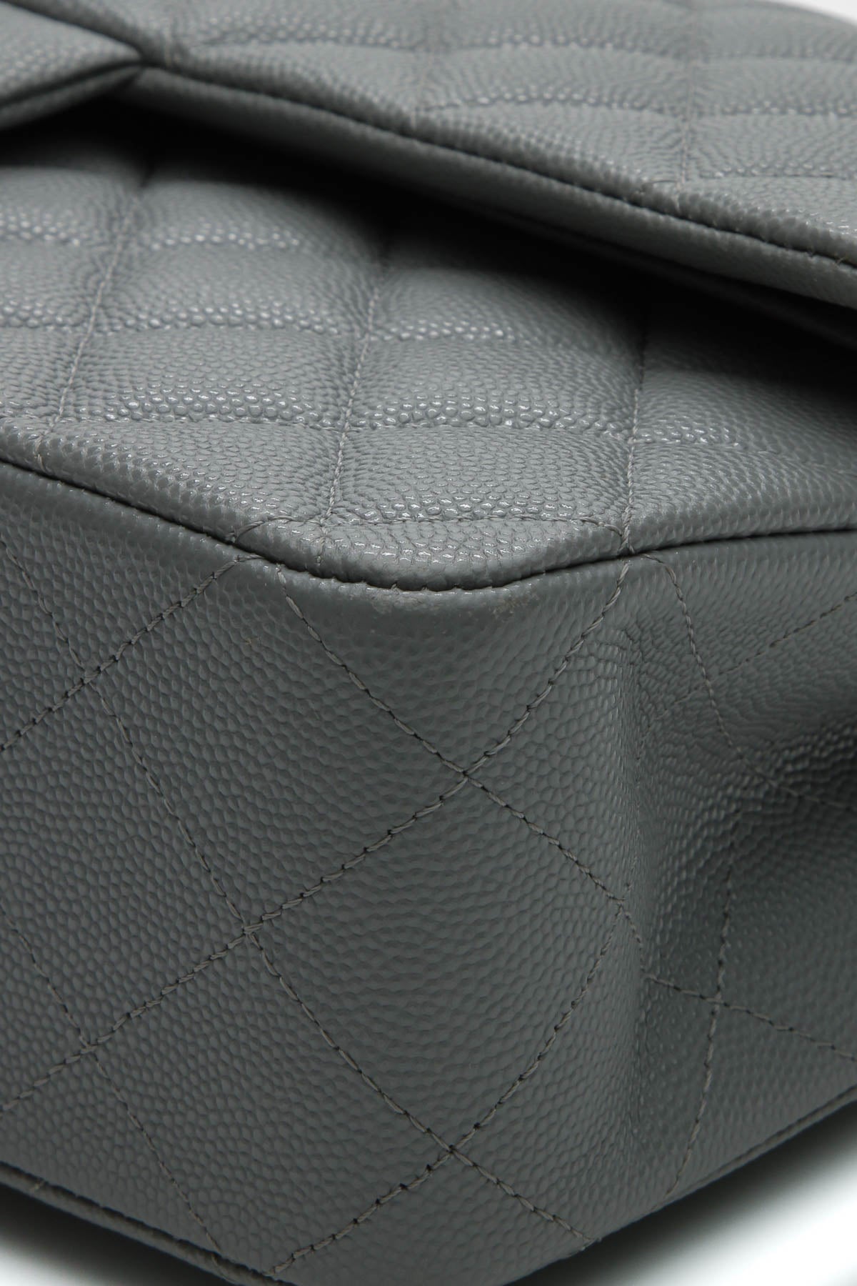 Classic Medium Double Flap Bag - Gray Caviar - image 5