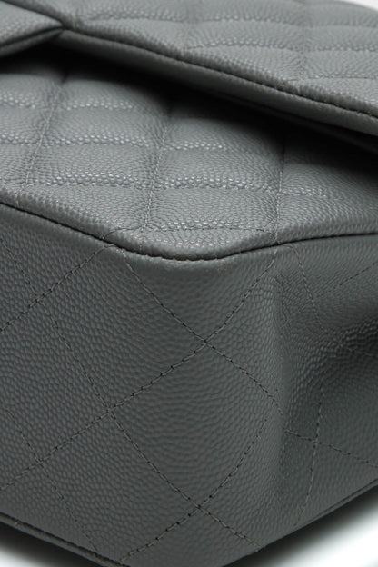 Classic Medium Double Flap Bag - Gray Caviar - image 5