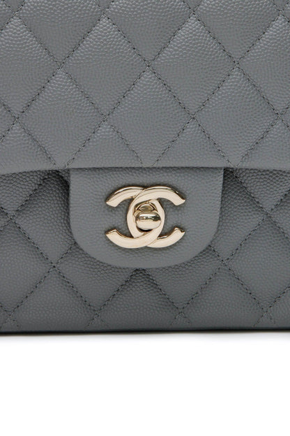 Classic Medium Double Flap Bag - Gray Caviar - image 7