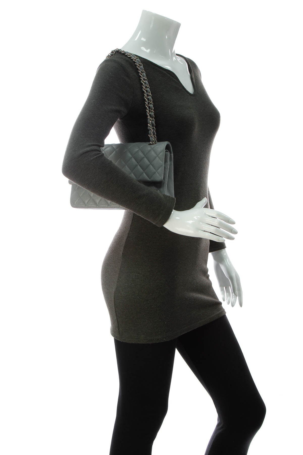 Classic Medium Double Flap Bag - Gray Caviar - image 2