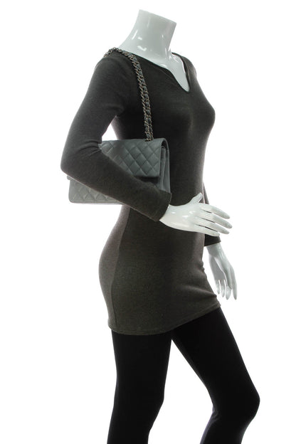 Classic Medium Double Flap Bag - Gray Caviar - image 2