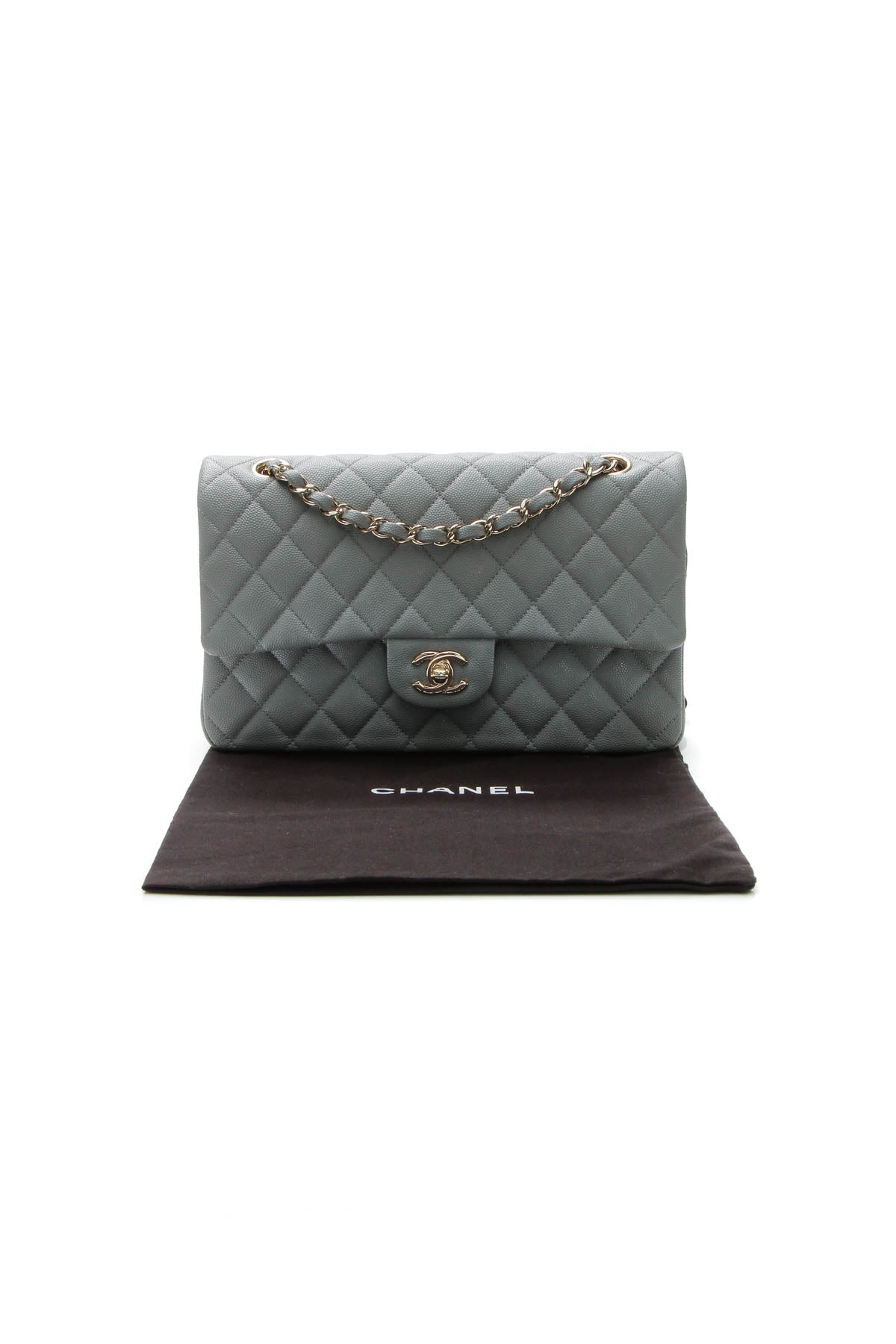 Classic Medium Double Flap Bag - Gray Caviar - image 12