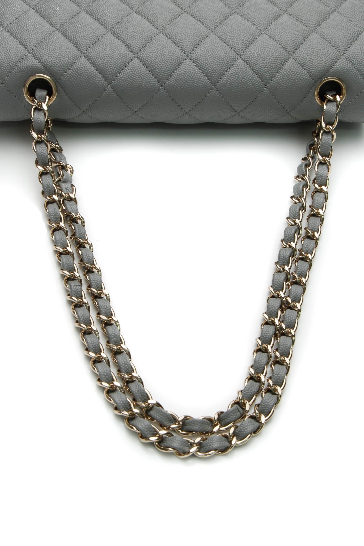Classic Medium Double Flap Bag - Gray Caviar - image 6