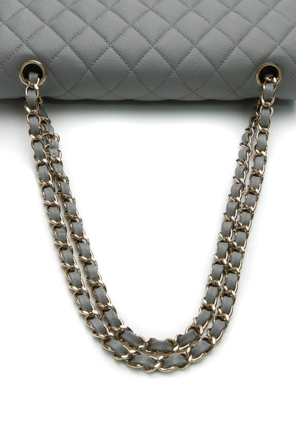 Classic Medium Double Flap Bag - Gray Caviar - image 6
