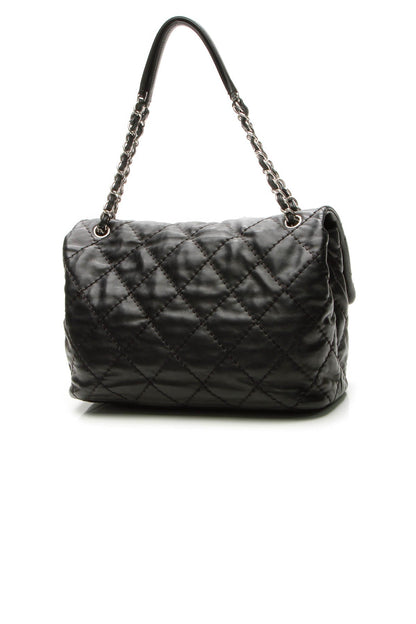 Quilted Soft Flap Bag - Black - image 3