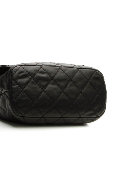 Quilted Soft Flap Bag - Black - image 4
