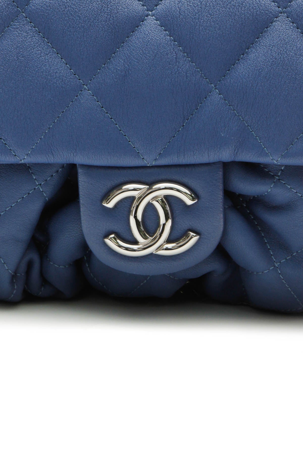 Chain Around Flap Bag - Blue Washed Lambskin - image 7