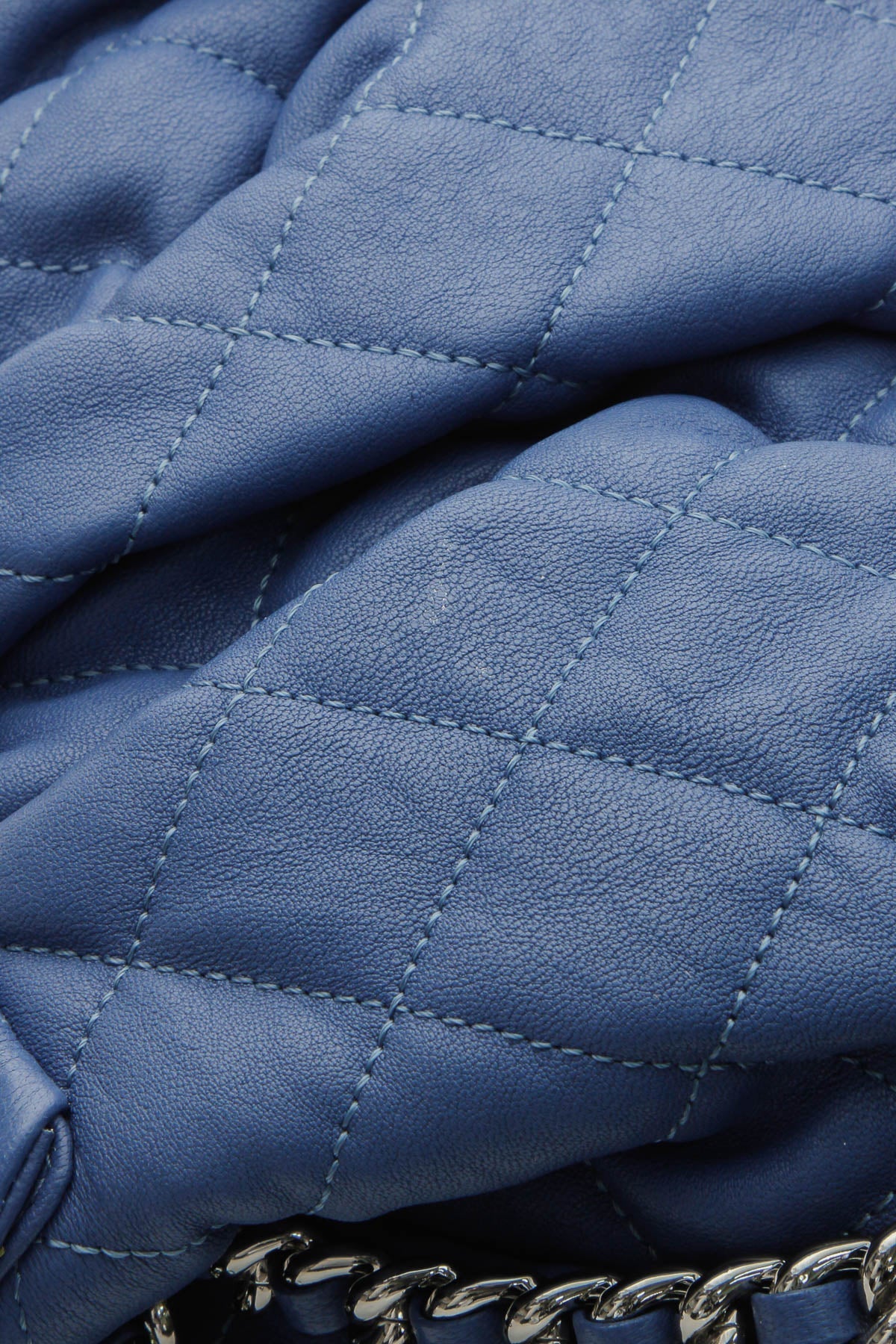 Chain Around Flap Bag - Blue Washed Lambskin - image 6