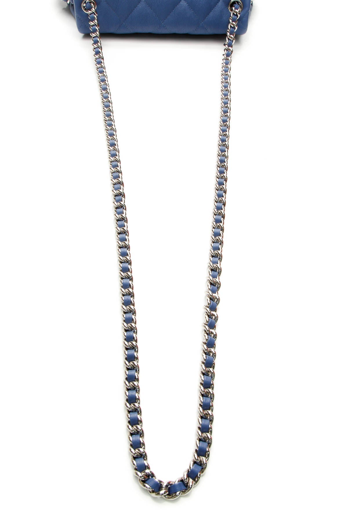 Chain Around Flap Bag - Blue Washed Lambskin - image 5