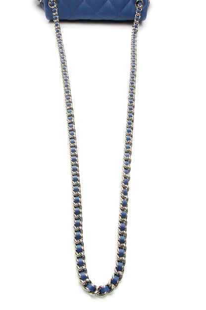 Chain Around Flap Bag - Blue Washed Lambskin - image 5
