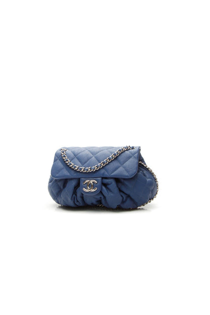 Chain Around Flap Bag - Blue Washed Lambskin - image 1
