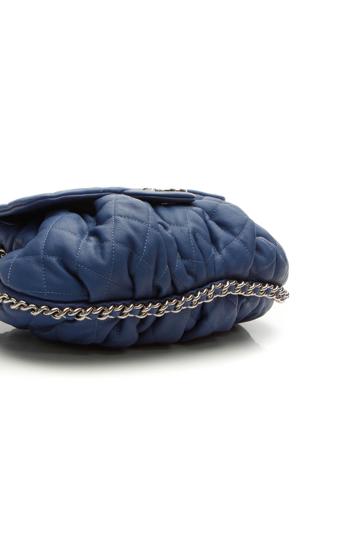 Chain Around Flap Bag - Blue Washed Lambskin - image 4
