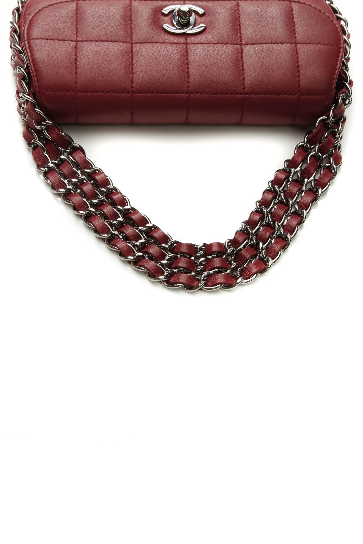 Multichain Square Quilt Mini Flap Bag - Dark Red - image 6