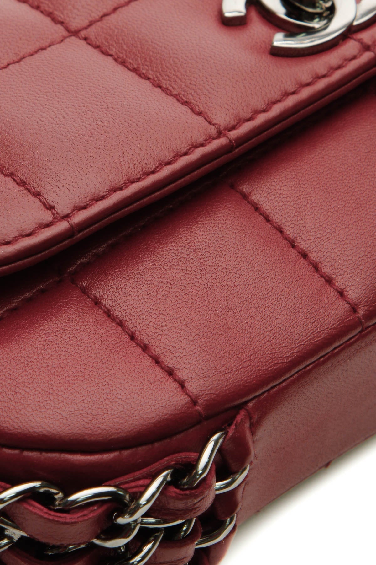 Multichain Square Quilt Mini Flap Bag - Dark Red - image 5