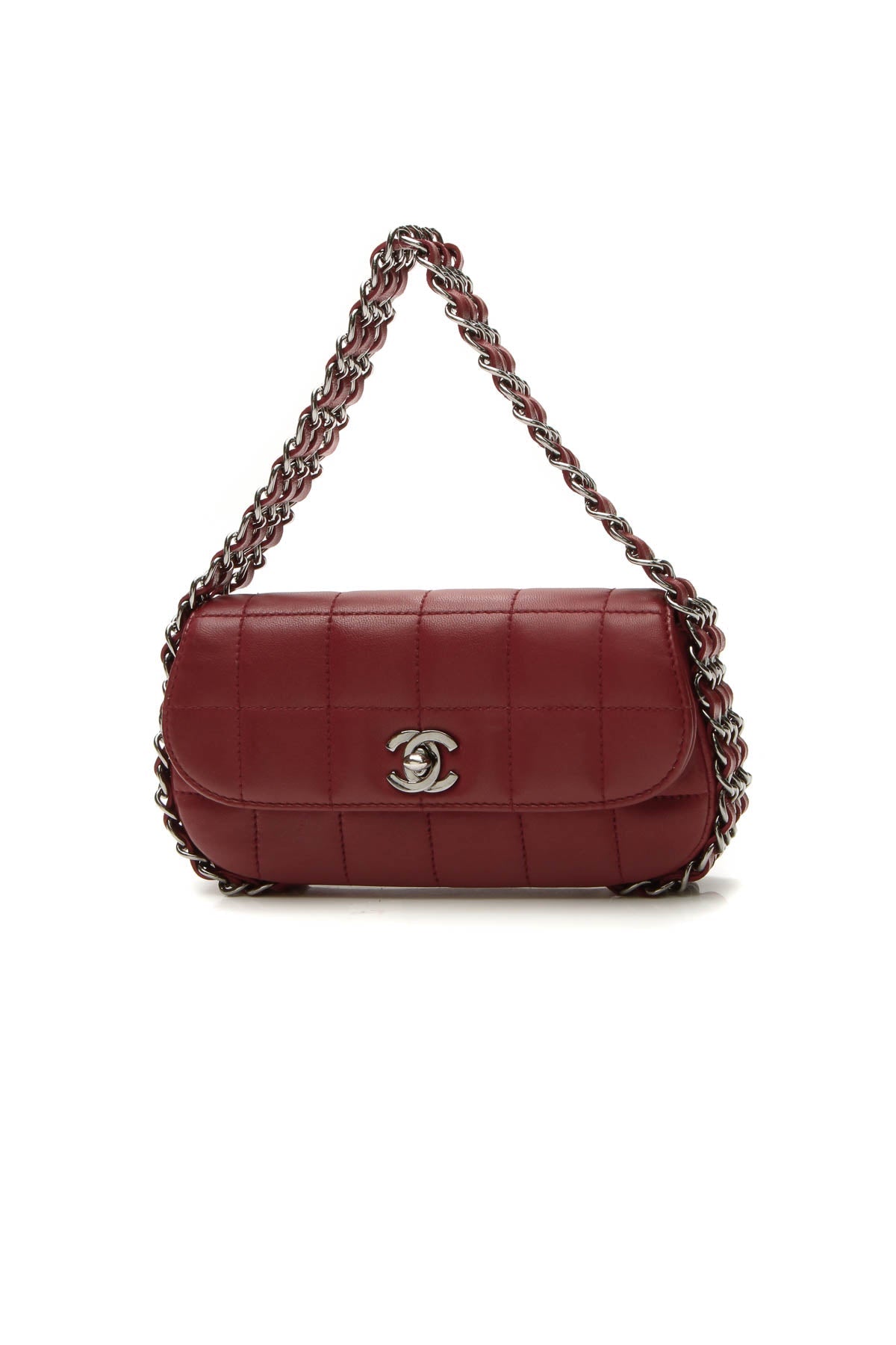 Multichain Square Quilt Mini Flap Bag - Dark Red - image 1